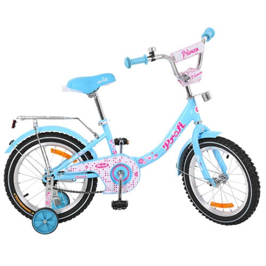Велосипед 2-х колес. дет. PROF1 14д., Princess, голубой, звонок, доп.колеса (1шт) Фото