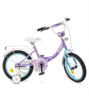 Велосипед детский PROF1 16д. Y1615 (1шт) Princess,сирен.-мятн.,звонок,доп.колеса