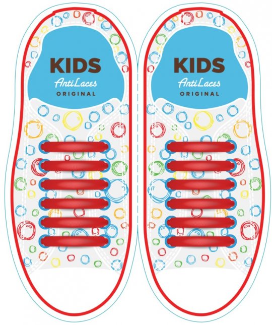 Силиконовые  шнурки AntiLaces Kids, 38 мм, 12 шт, красные Фото