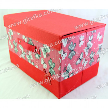 Красивая коробка для хранения красная с бабочками