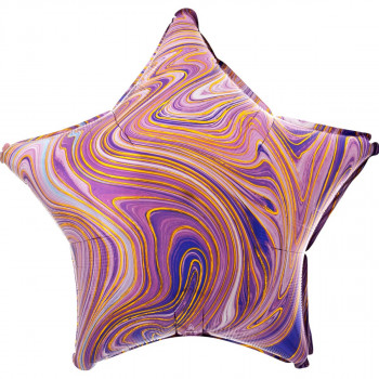 Фольгированные шары с рисунком 3202-2732 а 18&quot; звезда агат фиолетовый purple marble s18