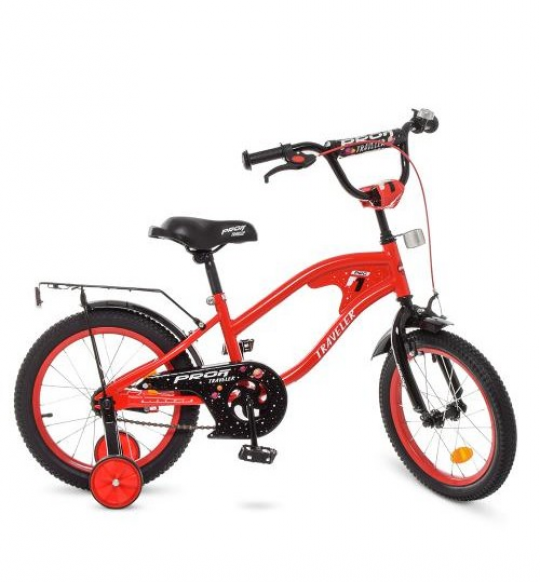 Велосипед детский PROF1 16д. Y16181 (1шт) TRAVELER,красный,звонок,доп.колеса Фото