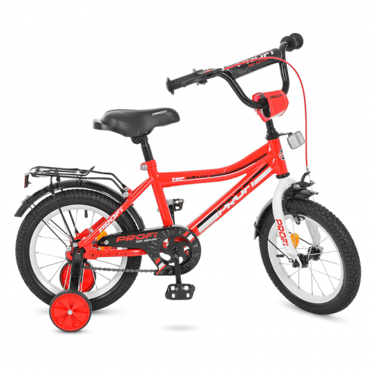 Велосипед детский PROF1 14д. Y14105 (1шт) Top Grade, красный,звонок,доп.колеса Фото