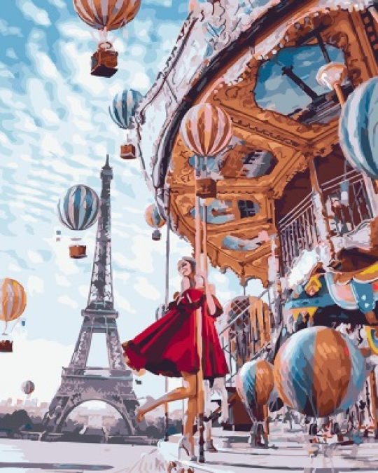 Картина по номерам Воздушные шары Парижа, в термопакете 40*50см Фото