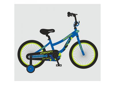 Велосипед детский PROF1 12д. T12151 (1шт)Space,синий,звонок,доп.колеса