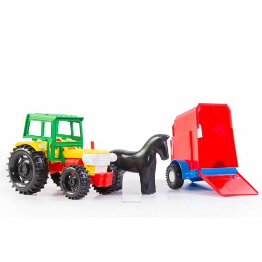 Игрушечная машинка трактор с прицепом (с лошадкой или кузов) Фото
