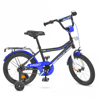Велосипед детский PROF1 16д. Y16101 (1шт) Top Grade, черный(мат),звонок,доп.колеса