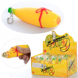 Игрушка MS 1464 (144шт) антистресс, банан с секретом 10,5см, в кульке, 24шт в дисплее, 24-16-11см