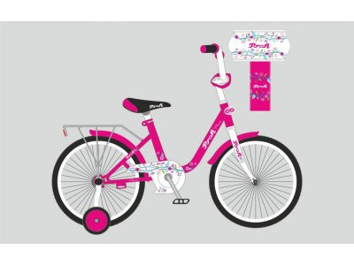 Велосипед детский PROF1 16д. Y1682 (1шт) Flower, малиновый,звонок,доп.колеса