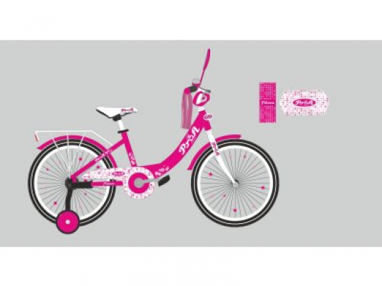 Велосипед детский PROF1 20д. XD2013 (1шт) Princess,малиновый,свет,звонок,зерк.,подножка Фото