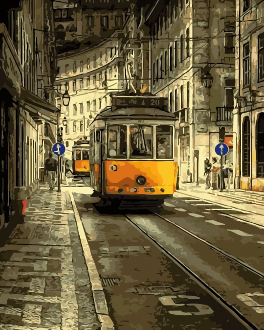 Роспись по номерам &quot;Желтый трамвайчик&quot; в кор. 40*50см, ТМ ArtStory Фото
