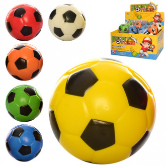 Мяч детский фомовый E3012 (576шт) 7см, футбол, 24шт(6цветов) в дисплее, 29,5-22,5-15см