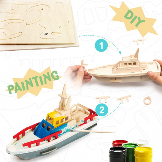 3D Painting Puzzle Lifeboat / Конструктор-розмальовка «Рятувальний човен» Фото