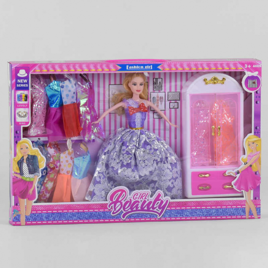 Кукла 5088 D  шкаф, платья, в коробке Фото