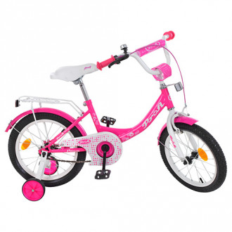 Велосипед детский PROF1 14д. Y1413 (1шт) Princess,малиновый,звонок,доп.колеса