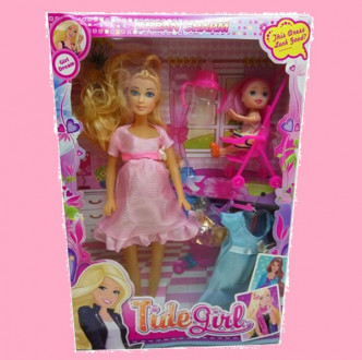 Кукла типа &quot;Барби&quot; Беременная 6013E (72шт)с мал куколкой, бутылочкой, коляской, платье в кор.