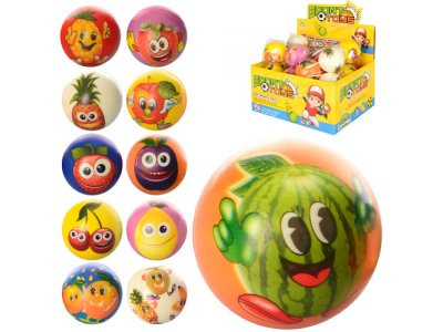 Мяч детский фомовый E2520 (864шт)  6см, фрукты, 24шт(микс видов) в дисплее,25-18,5-12,5см