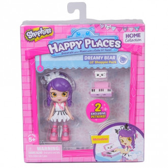 Кукла HAPPY PLACES S1 – МЕЛОДИНА (2 эксклюзивных петкинса, подставка)