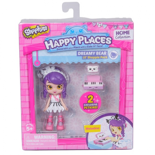 Кукла HAPPY PLACES S1 – МЕЛОДИНА (2 эксклюзивных петкинса, подставка) Фото