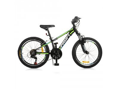 Велосипед 20 д. G20A315-L-1B (1шт)алюм.рама 10&quot;,Shimano 21SP,алюм.VB,двойной обод,черно-салат.