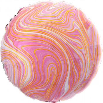 Фольгированные шары с рисунком 3202-2724 а 18&quot; круг агат розовый pink marble s18