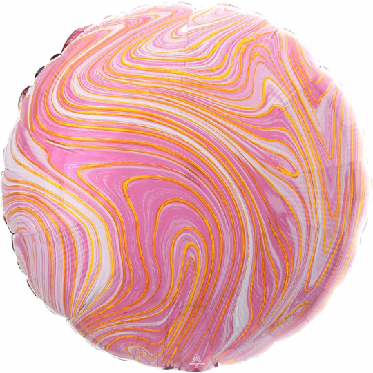 Фольгированные шары с рисунком 3202-2724 а 18&quot; круг агат розовый pink marble s18 Фото