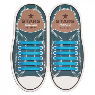 Силиконовые  шнурки AntiLaces Stars, 56,5 мм, 12 шт, голубые
