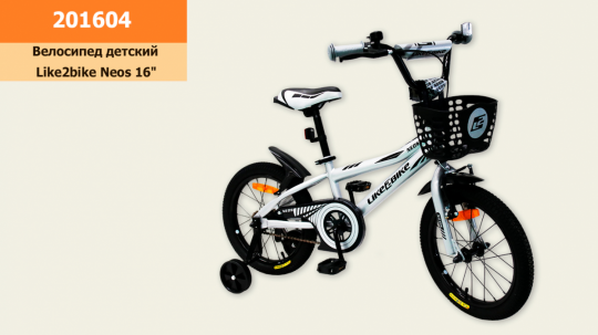 Велосипед детский 2-х колес.16'' Like2bike Neos, серебрянный, рама сталь, со звонком, руч.тормоз, сборка 75 Фото