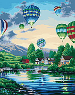 Картина по номерам Сельский пейзаж &quot;Воздушные шары&quot;, в кор.40*50см