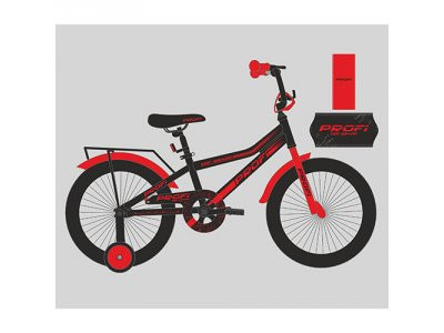 Велосипед детский PROF1 18д. Y18107 (1шт) Top Grade,черно-красн.(мат),звонок,доп.колеса