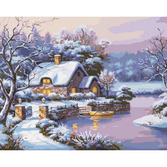 Картина по номерам Сельский пейзаж &quot;Сказочная зима&quot;, в термопакете 40*50см Фото