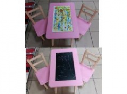 Столик-пенал розовый 60*46см + 2 стула &quot;Настольная игра- рисования мелом&quot; Фото