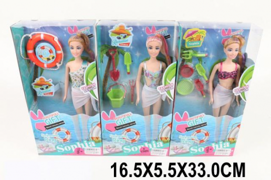 Кукла типа &quot;Барби&quot; JX100-71 91574399) (48шт/2) 3 вида, в купальнике, с пляжн.аксесс Фото