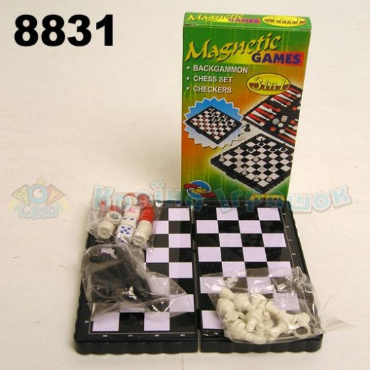 Шахматы магнитные 8831 &quot;3 в 1 &quot;, шашки, нарды, в коробке 13*8 см Фото