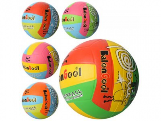 Мяч волейбольный VA 0035 (50шт) офиц.размер, резина, 5цветов, 280-300г Фото