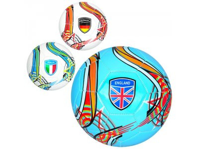 Мяч футбольный EV 3282 (30шт) размер5, ПВХ, 300-320г, 3цвета, страны, в кульке