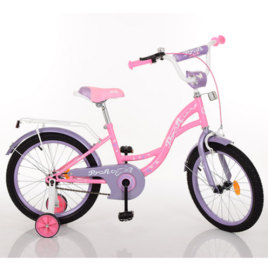 Велосипед детский PROF1 18д. Y1821 (1шт) Butterfly, розовый,звонок,доп.колеса Фото
