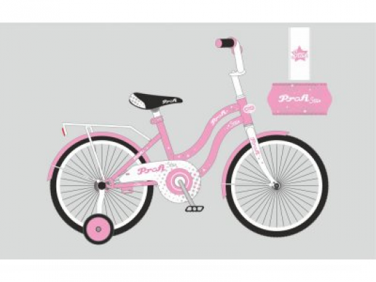 Велосипед детский PROF1 14д. Y1491 (1шт) Star,розовый,звонок,доп.колеса Фото