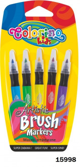 Ручка с кисточкой наполненная краской, 5 цветов, ТМ Colorino