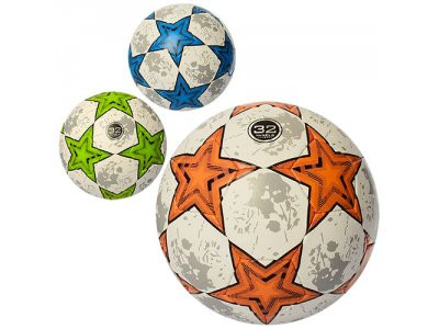 Мяч футбольный 2500-66ABC (30шт) размер5,ПУ1,4мм,32панели,ручн.работа,400-420г,3цвета,