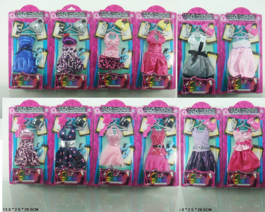 Одежда для куклы Барби,12 видов, планш 13*2,5*26,5 см /240-3/ Фото