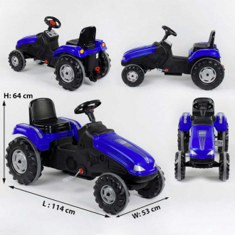 Трактор педальный 07-321 BLUE (1) клаксон на руле, сидение регулируемое, колеса с резиновыми накладками, в коробке