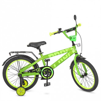 Велосипед детский PROF1 18д. T18173 (1шт) Flash,салатовый,звонок,доп.колеса