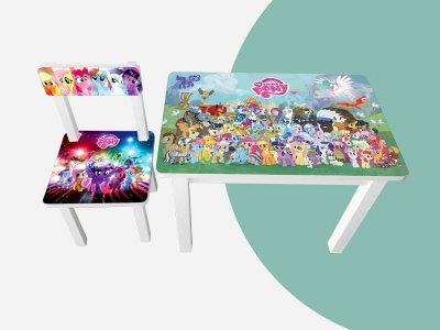 Детский стол и укреплённый стул BSM1-M02 Little Pony Colors - Пони цветные