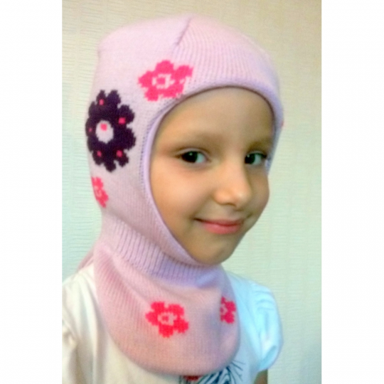 Шапочка-шлем для девочки Цветок Бабасик лиловая Фото