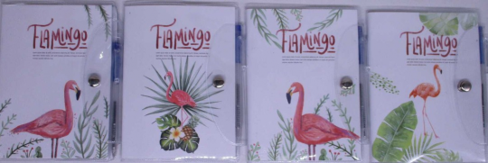 Блокнот на кноп. Фламинго 60л, ПВХ+ручка 10,5*13,5см /240/ Фото