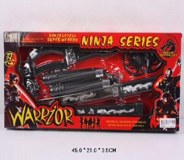 Набор оружия &quot;Ninja &quot; RZ1157 (60шт/2) меч, сюрикены, нунчаки, в кор. 45*21*3, 5см