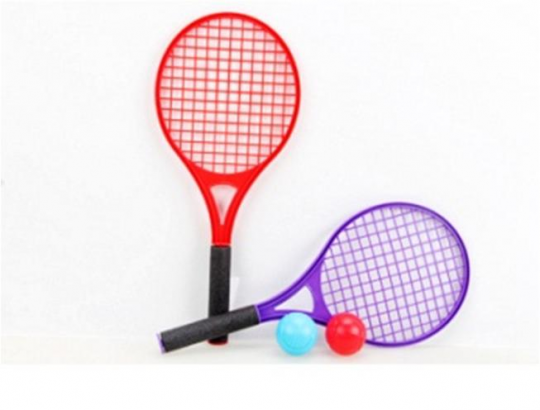 Теннис детский 1307 (144шт/2) пласт., 2 ракетки, 2 шарика, в пакете 40 см Фото