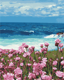 Роспись по номерам &quot;Цветы возле моря&quot; в кор. 40*50см, ТМ ArtStory