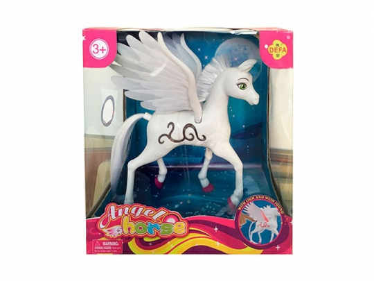 Лошадка DEFA 8325 (8шт) ангел, 23см, с крыльями, звук, свет,на бат-ке(табл),в кор-ке, 24,5-24,5-17см Фото